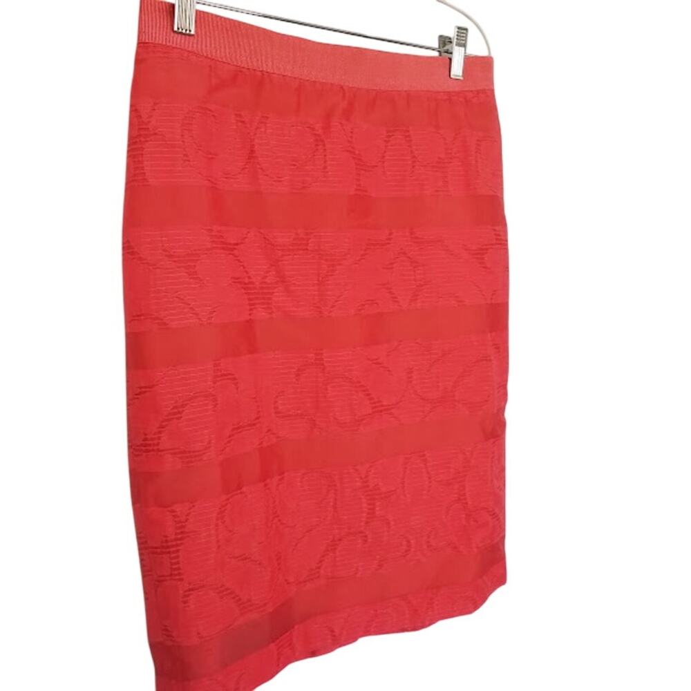 Ann Taylor Red Jacquard Pencil Skirt Women’s Size 6 Textured Stretch